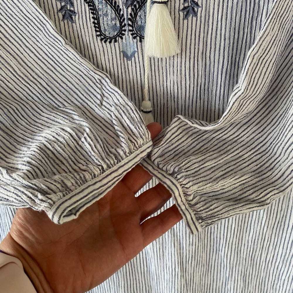 J Jill Embroidered Dress M Striped Textured Shift… - image 8