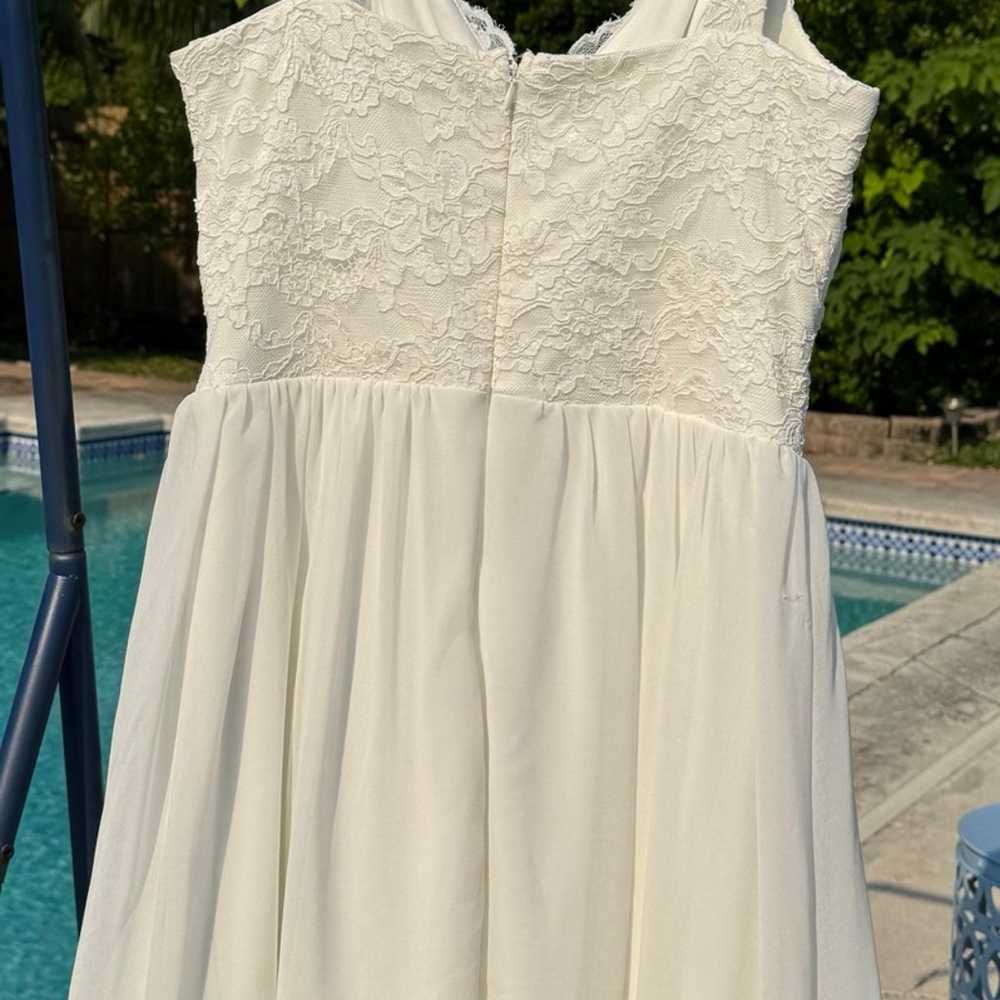 Francesca white Aline mini dress with lace top - image 11
