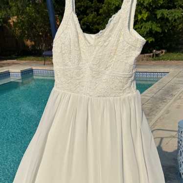 Francesca white Aline mini dress with lace top - image 1