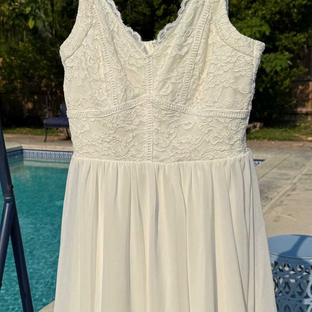 Francesca white Aline mini dress with lace top - image 2