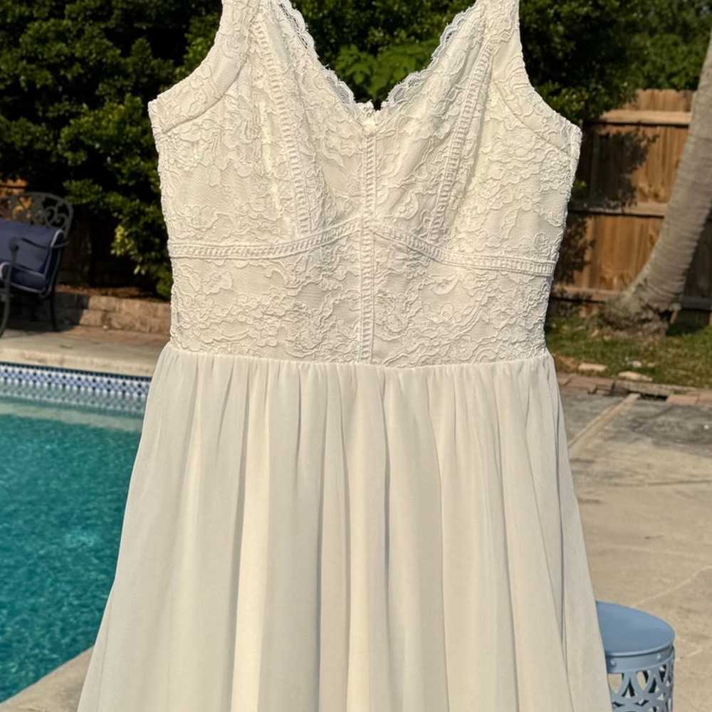 Francesca white Aline mini dress with lace top - image 3