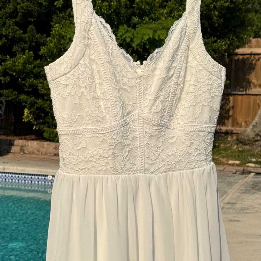 Francesca white Aline mini dress with lace top - image 4