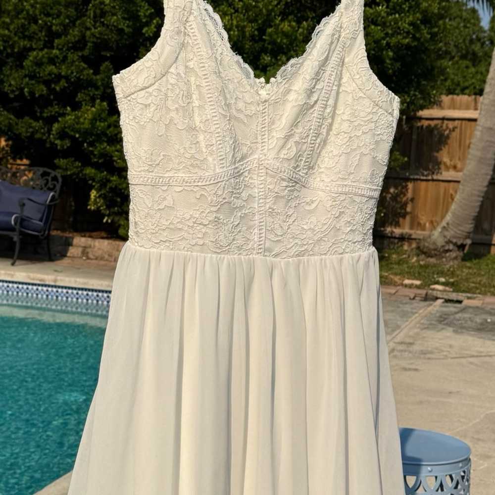 Francesca white Aline mini dress with lace top - image 5
