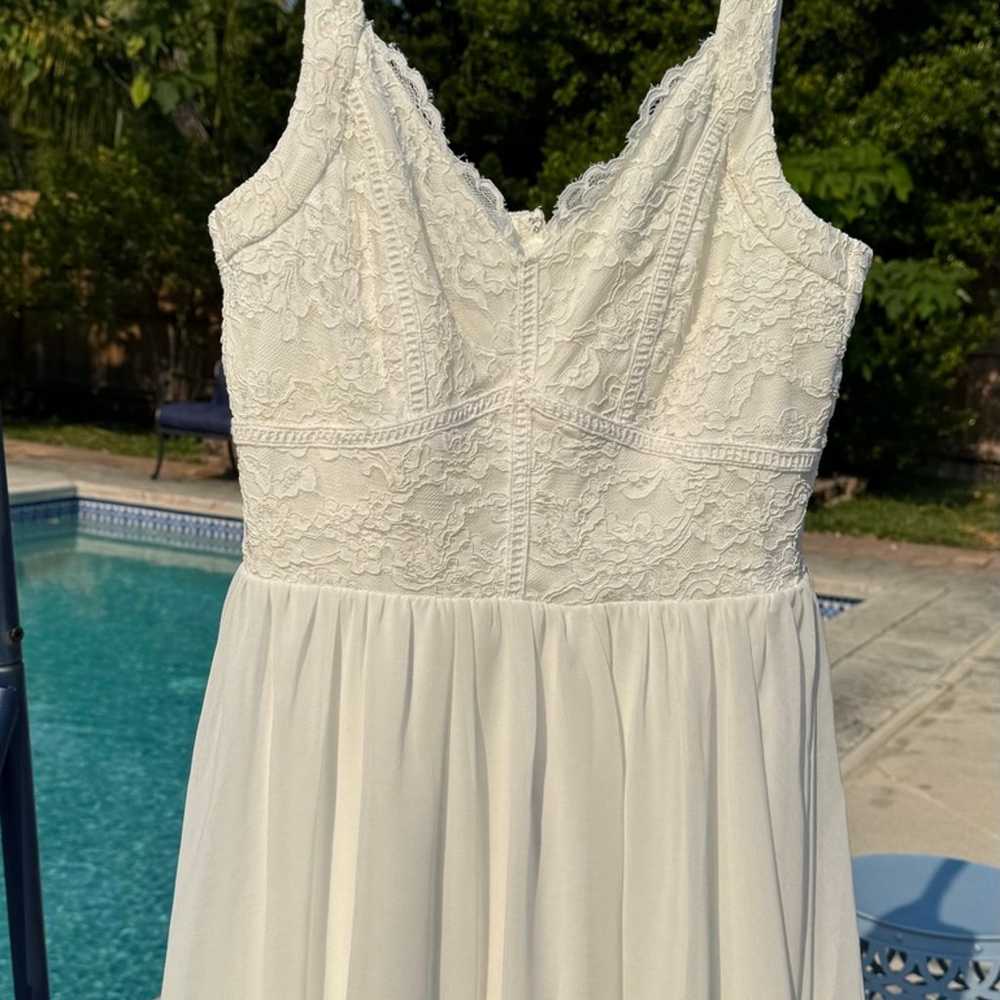 Francesca white Aline mini dress with lace top - image 6