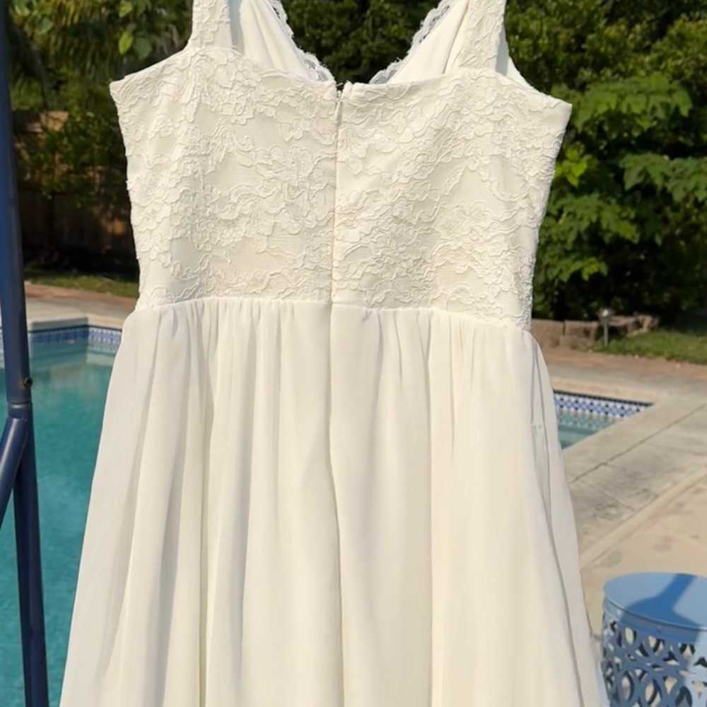 Francesca white Aline mini dress with lace top - image 9