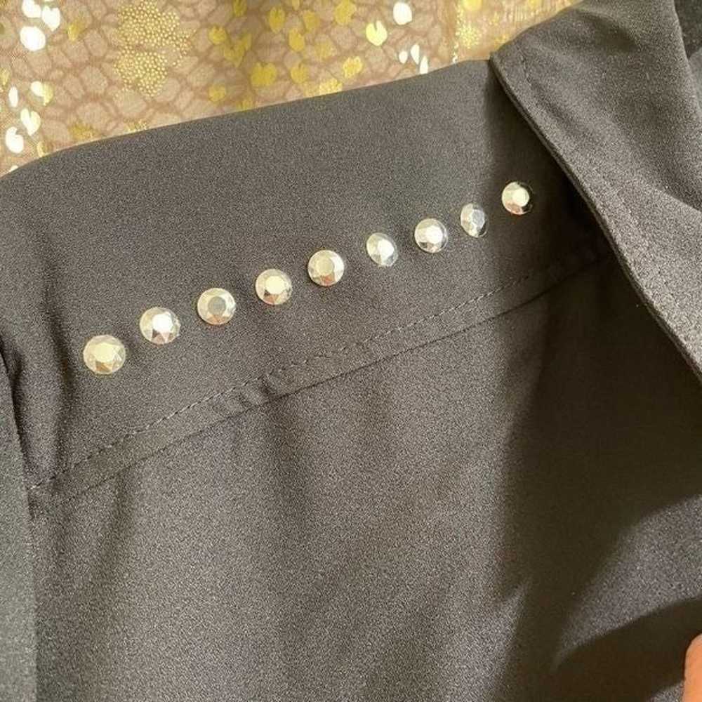 Express Black Long Sleeve Button Up Silver Studde… - image 4