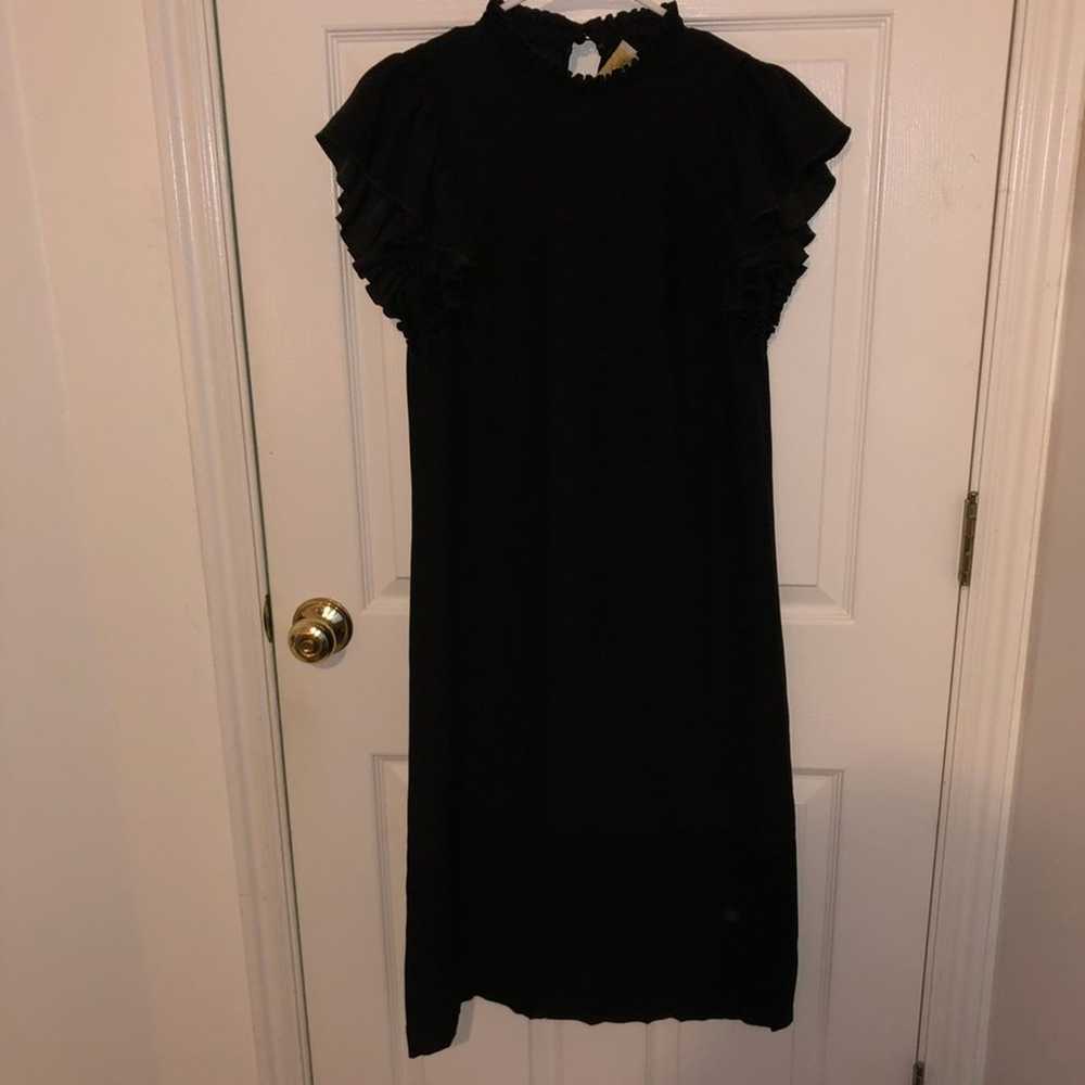 Kate Spade Black Ruffle Sleeve Midi Dress - image 1