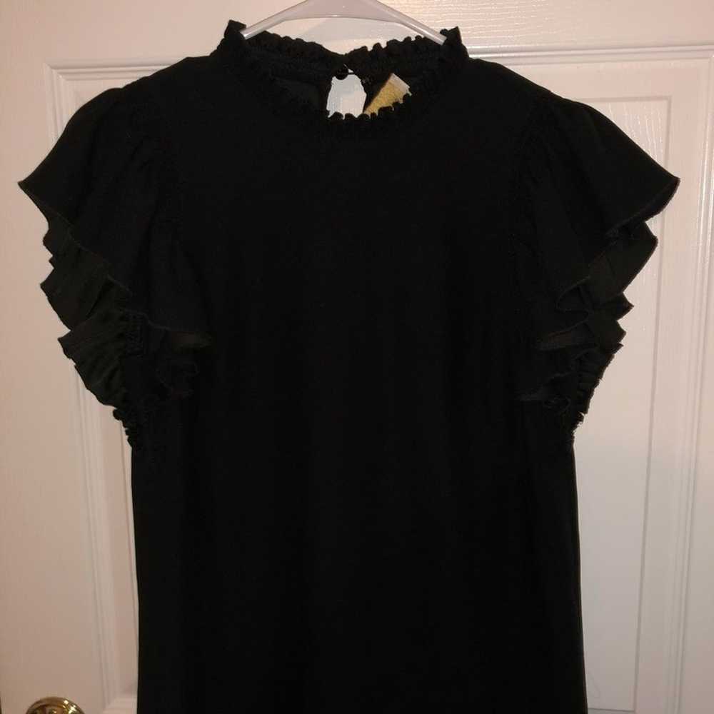 Kate Spade Black Ruffle Sleeve Midi Dress - image 2