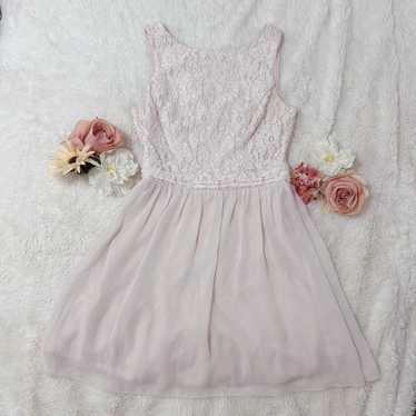 Cream Sparkly Lace Prom Mini Dress