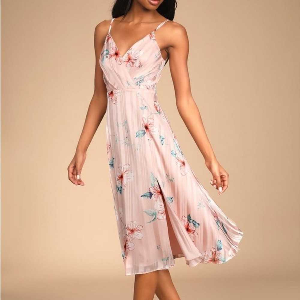 Lulus All About Love Pink Floral Print Midi Dress… - image 10