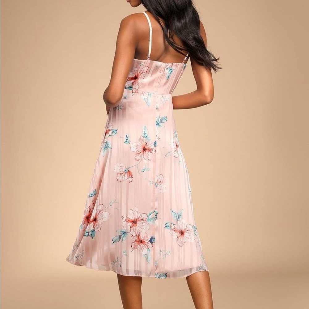 Lulus All About Love Pink Floral Print Midi Dress… - image 5