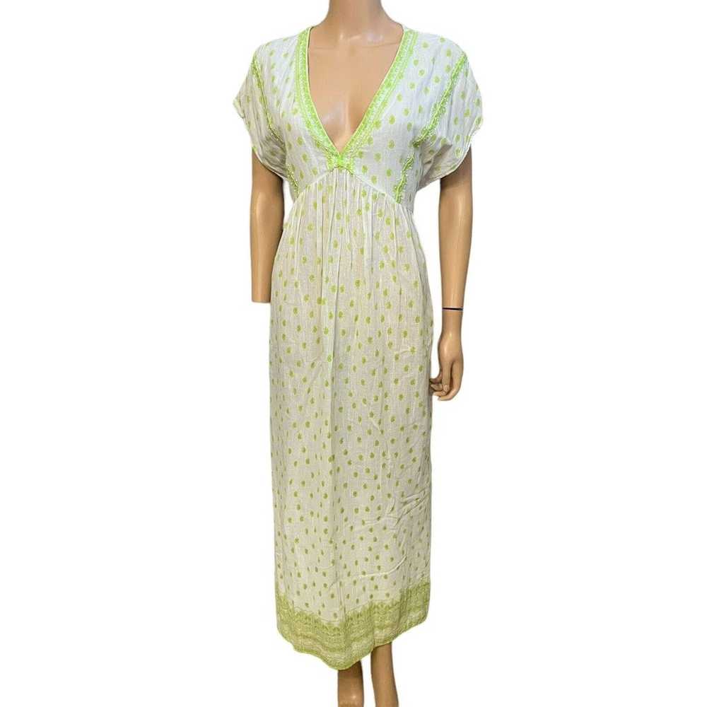 Zara Paisley Maxi Dress Ankle Woven Cotton Embroi… - image 1