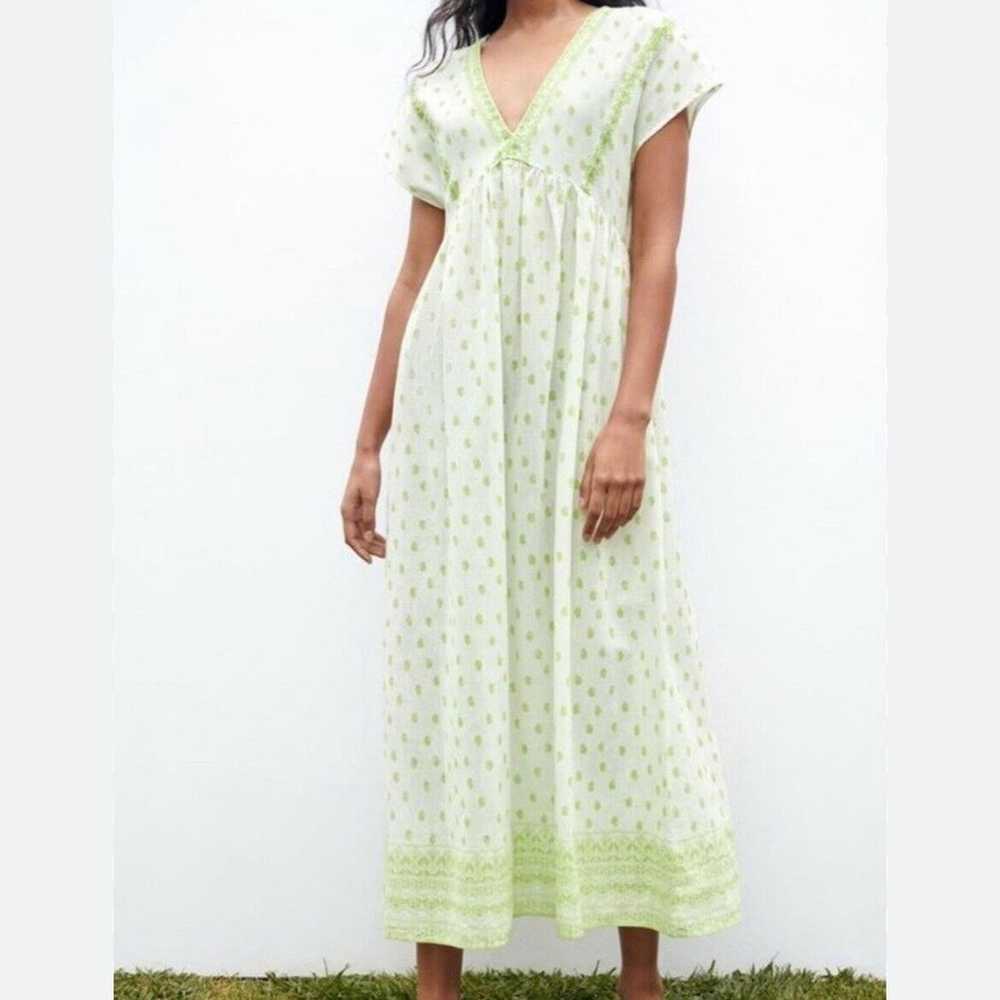 Zara Paisley Maxi Dress Ankle Woven Cotton Embroi… - image 9