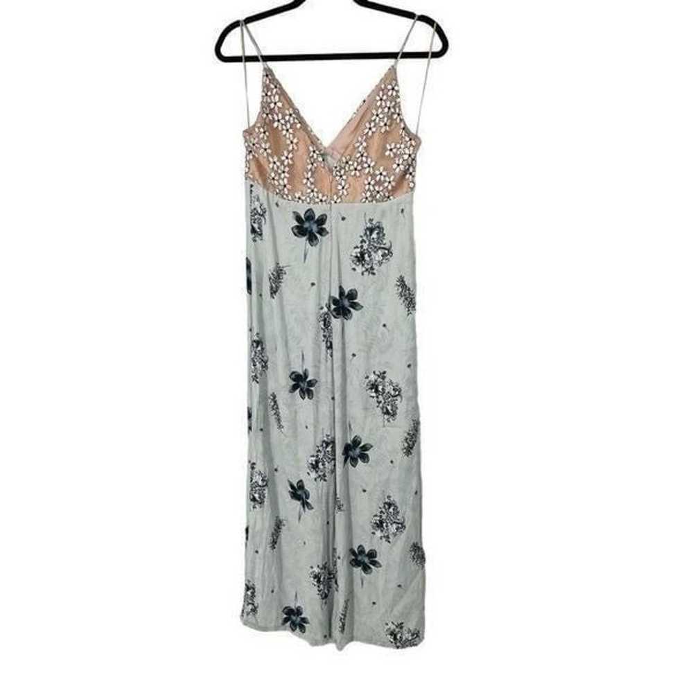 Topshop Blue Pink Embroidered Floral Spaghetti St… - image 3