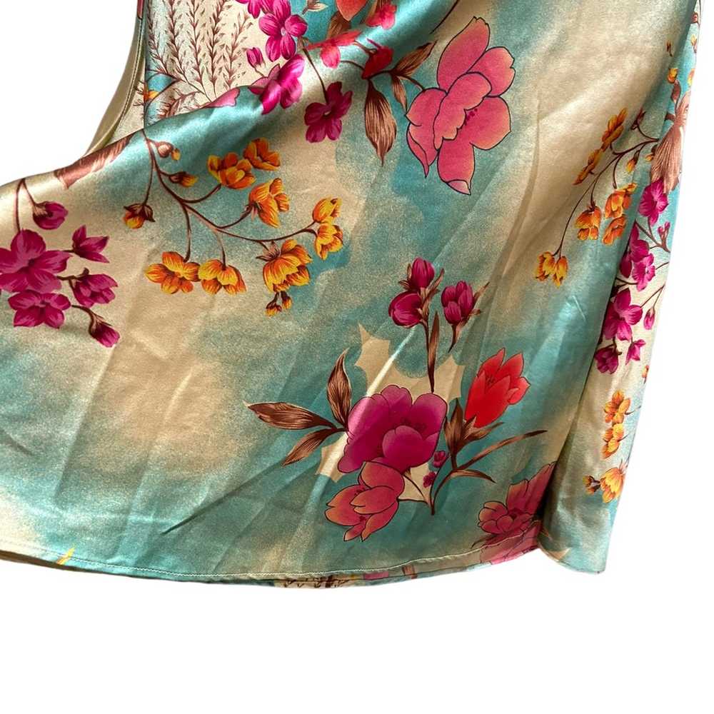 Vtg Y2K FIORI de Zucca Silk Floral Cocktail Dress… - image 10