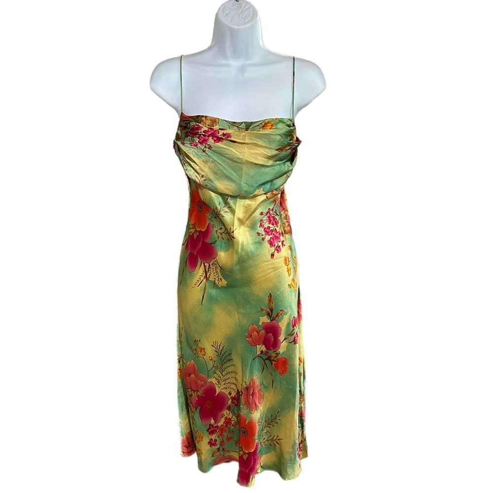 Vtg Y2K FIORI de Zucca Silk Floral Cocktail Dress… - image 11