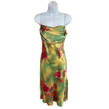 Vtg Y2K FIORI de Zucca Silk Floral Cocktail Dress… - image 1