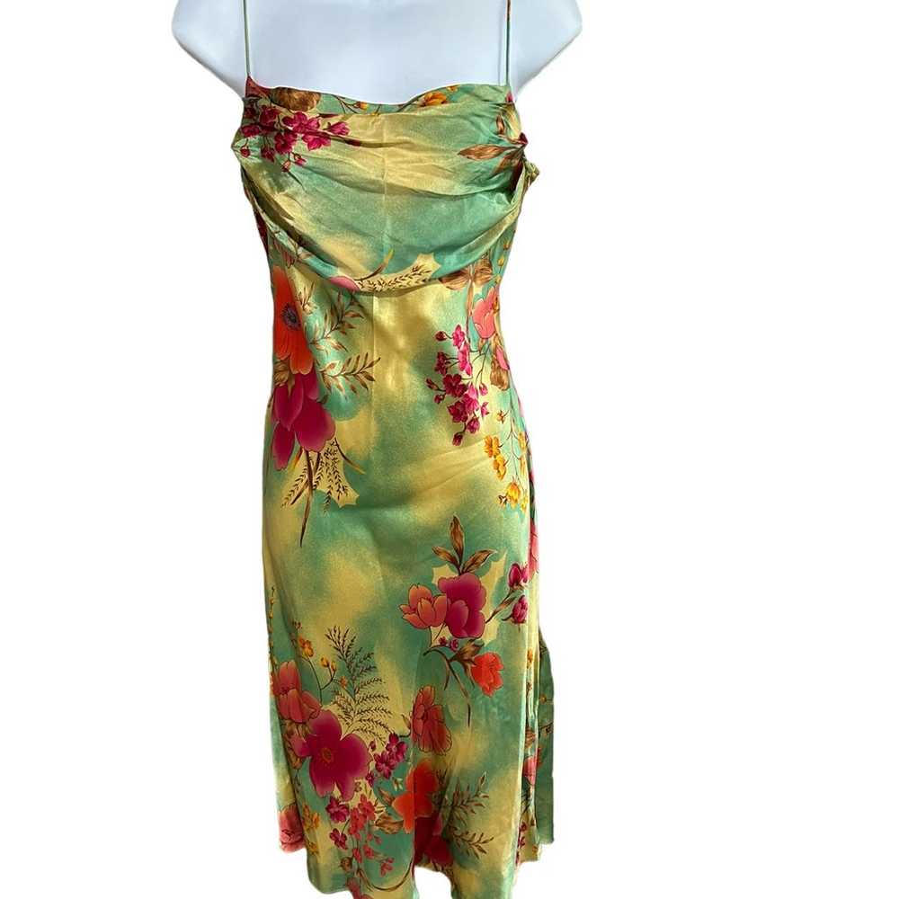 Vtg Y2K FIORI de Zucca Silk Floral Cocktail Dress… - image 3