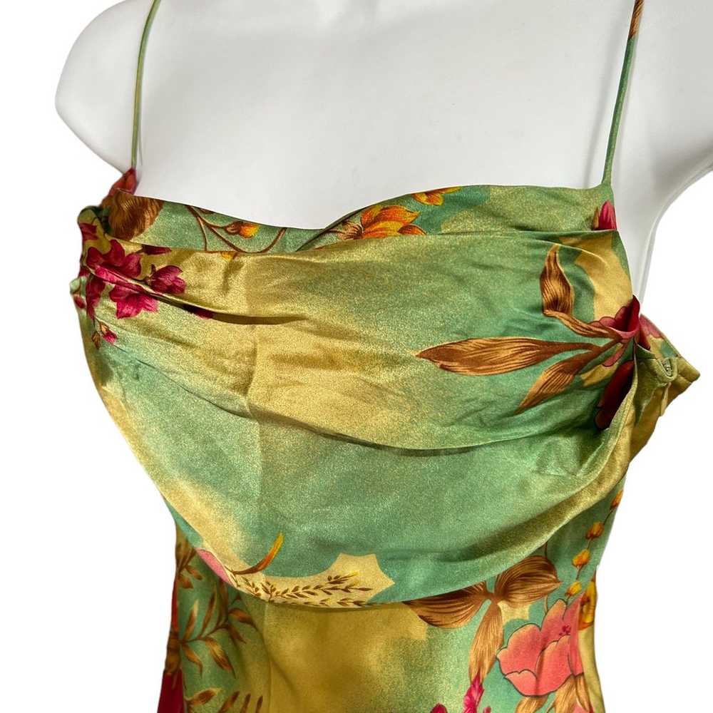 Vtg Y2K FIORI de Zucca Silk Floral Cocktail Dress… - image 4