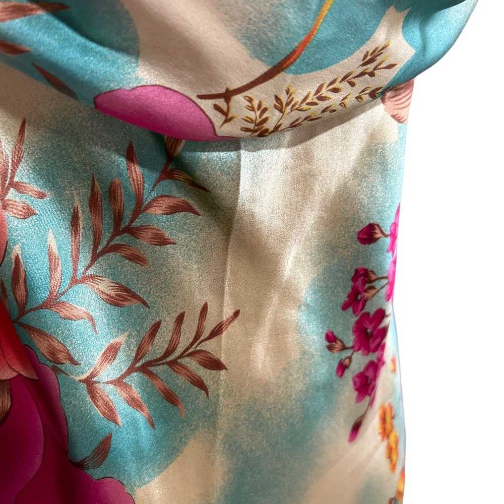 Vtg Y2K FIORI de Zucca Silk Floral Cocktail Dress… - image 5