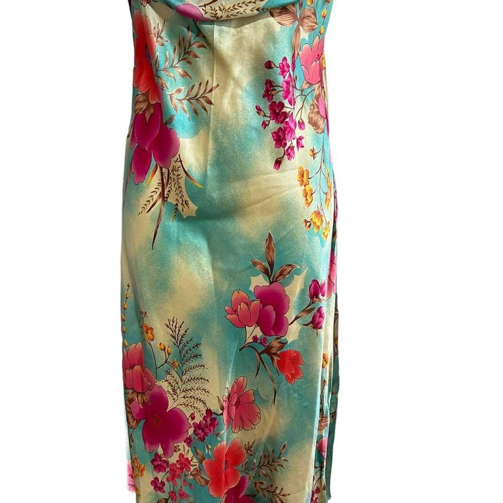 Vtg Y2K FIORI de Zucca Silk Floral Cocktail Dress… - image 6