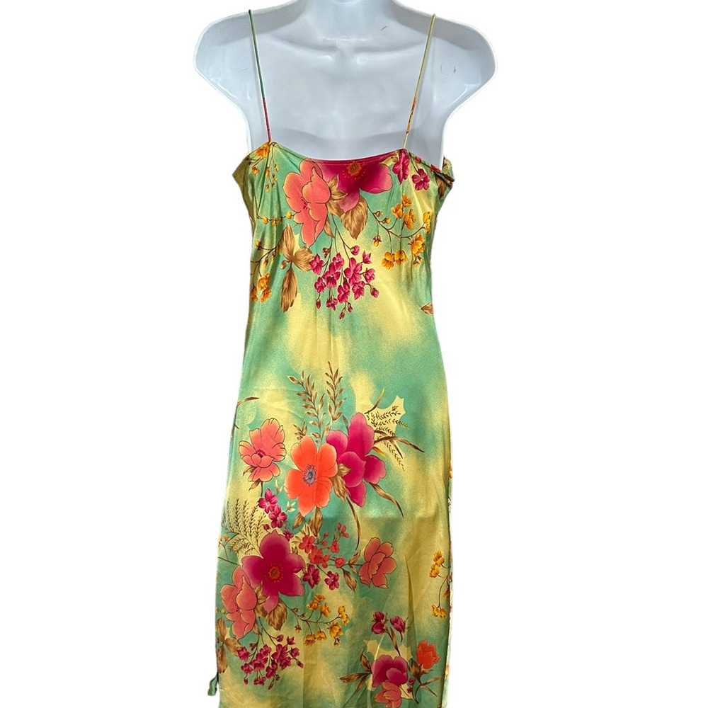 Vtg Y2K FIORI de Zucca Silk Floral Cocktail Dress… - image 7