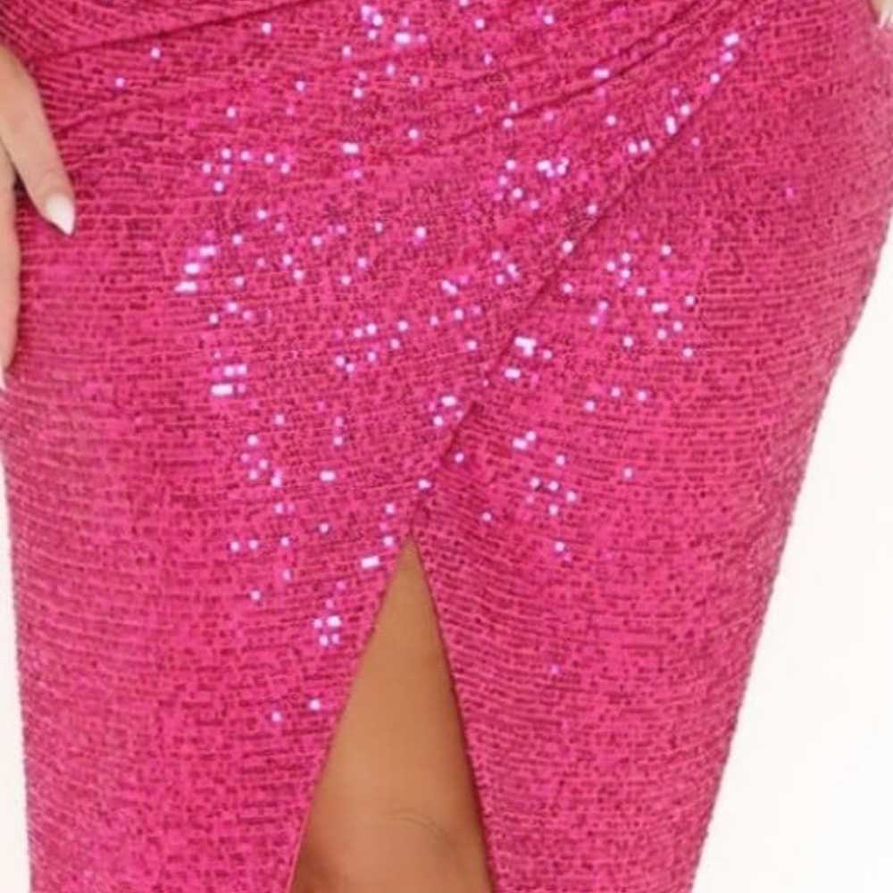 $40 Pink sequin maxi dress plus size 2X worn once - image 1