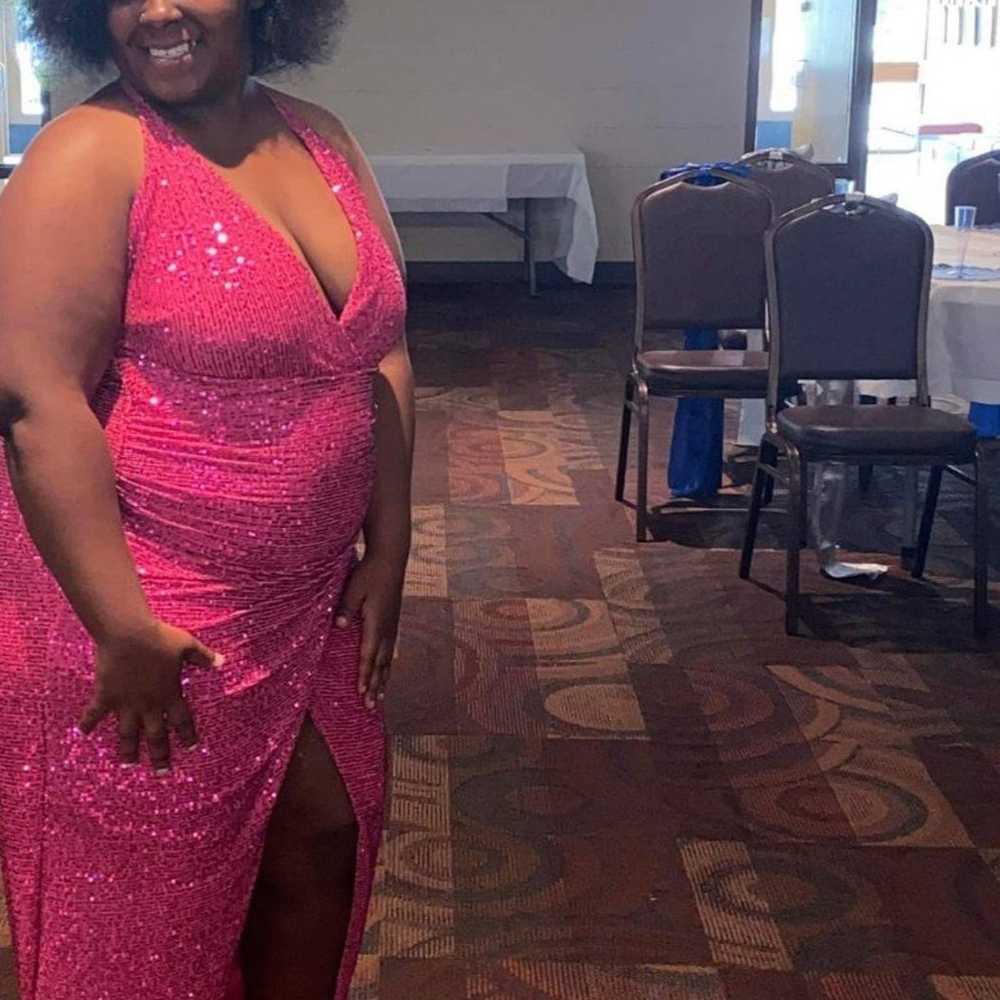 $40 Pink sequin maxi dress plus size 2X worn once - image 3