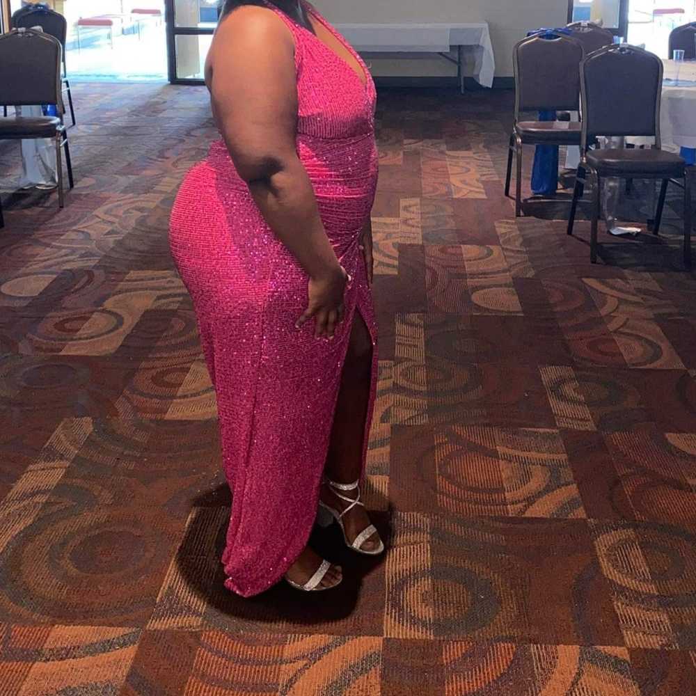 $40 Pink sequin maxi dress plus size 2X worn once - image 4