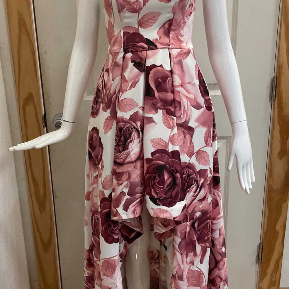 Strapless rose floral high low dress - image 1