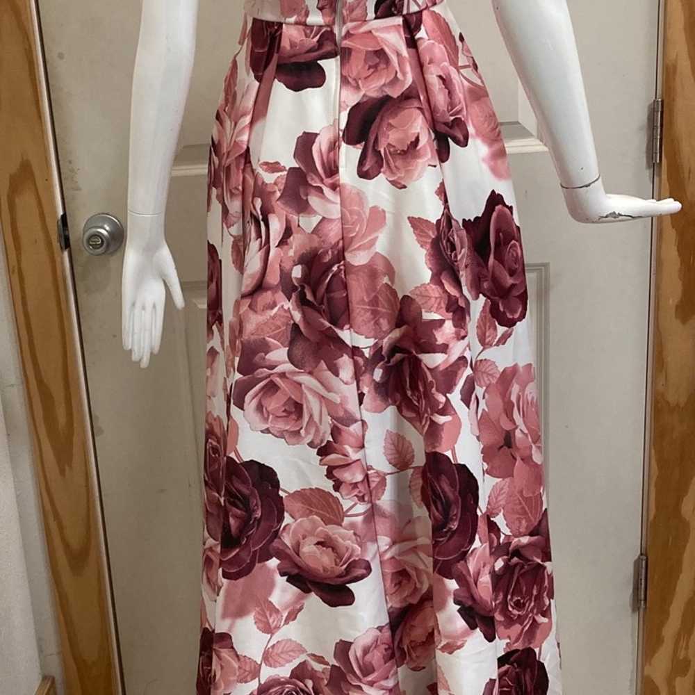 Strapless rose floral high low dress - image 2
