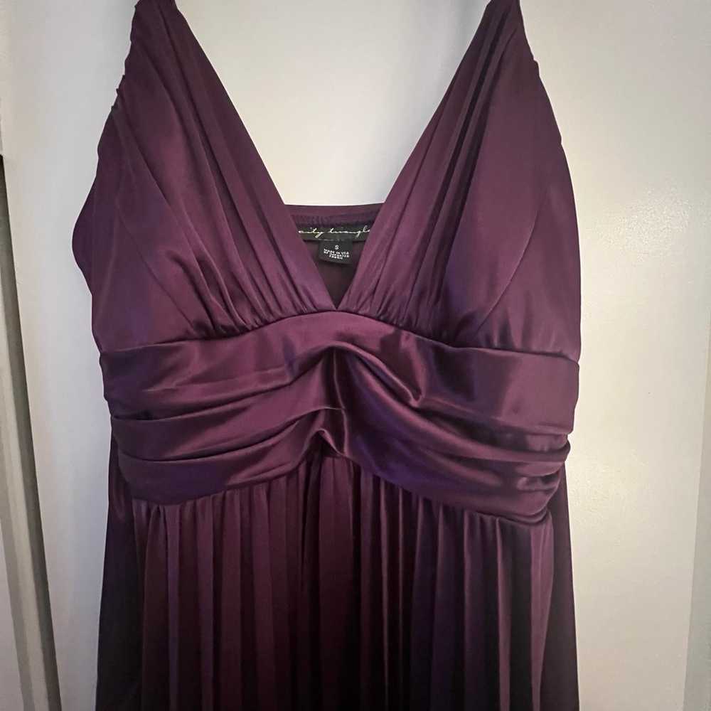 City Triangles Satin Silk Purple Pleated Y2K Dres… - image 4