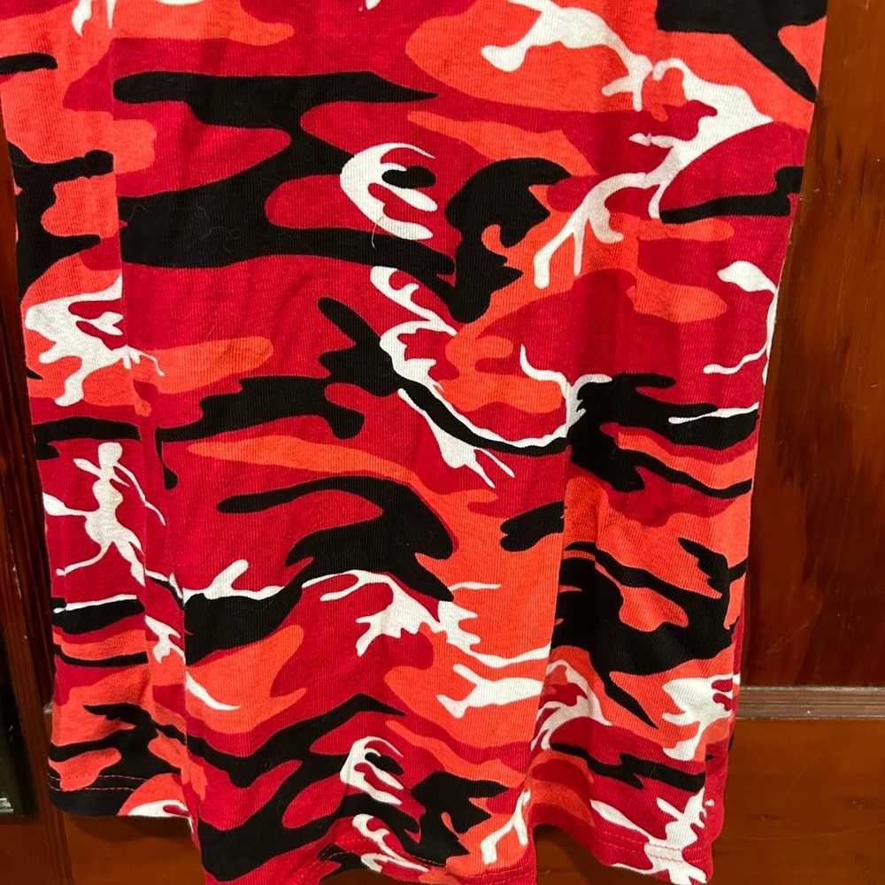 Vintage bright red camo print mini Dress - image 3