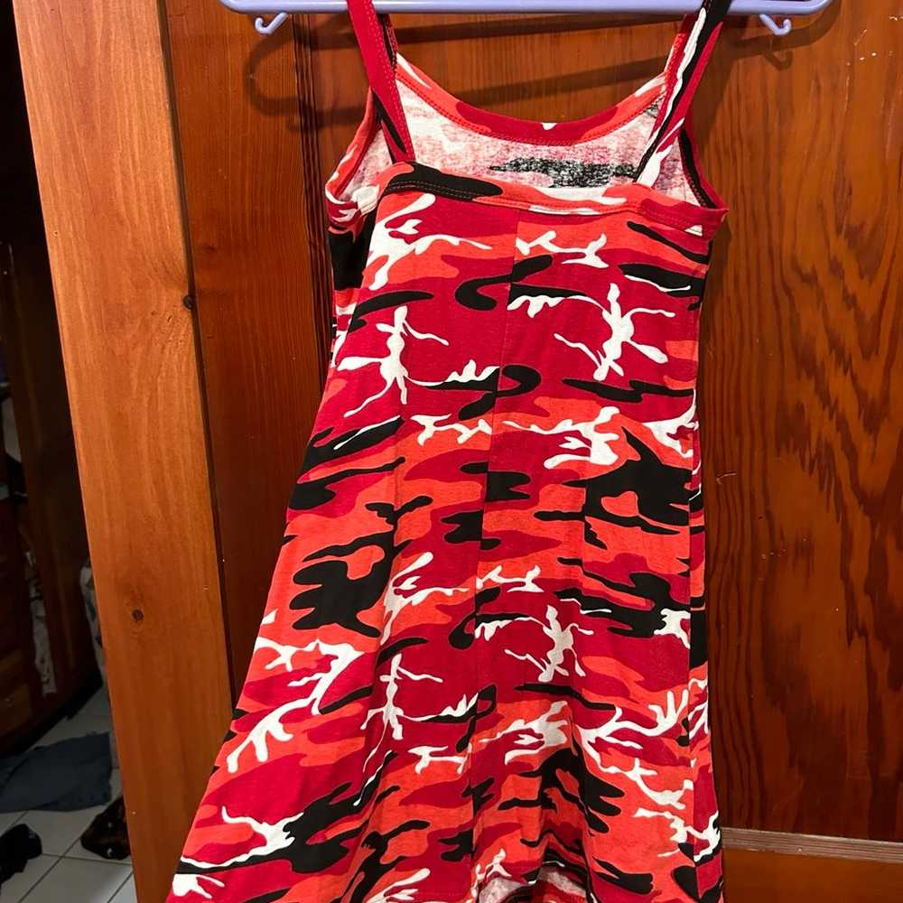 Vintage bright red camo print mini Dress - image 4