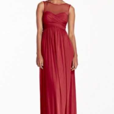 Davids Bridal 4 Red Maxi Long Gown Dress Bridesmai