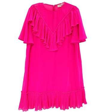 ASOS Pleated Ruffle Shift Mini Dress hot Pink