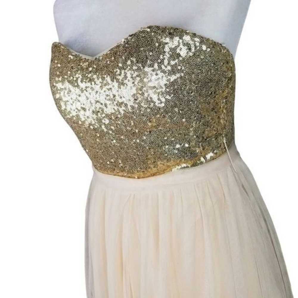 Strapless Designer Gold Sequin Sweetheart Bodice … - image 3