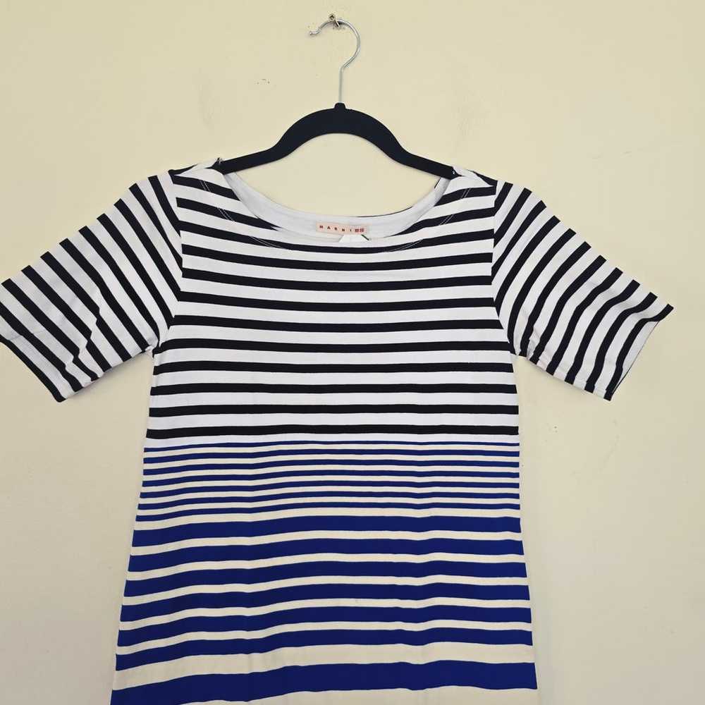 New MARNI X UNIQLO Striped Short Sleeve Dress Blu… - image 8