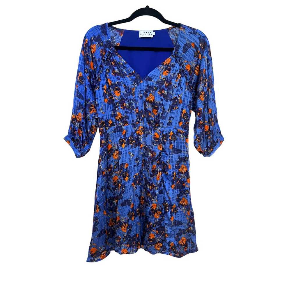 Tanya Taylor Natalia Dress Blue And Orange Floral… - image 1
