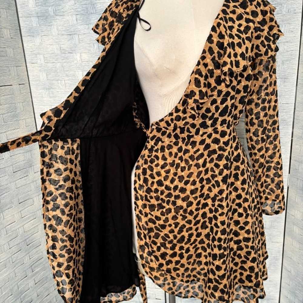 Free People Frenchie Leopard Print Wrap Dress Ruf… - image 4