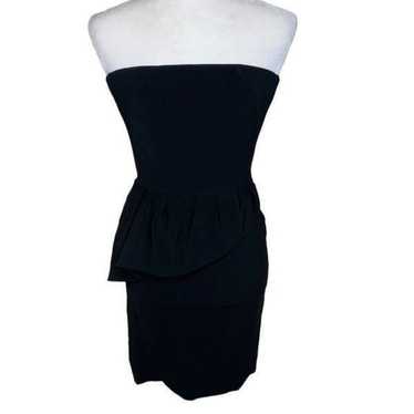 Maje Black Strapless Peplum Cocktail Dress| Size S