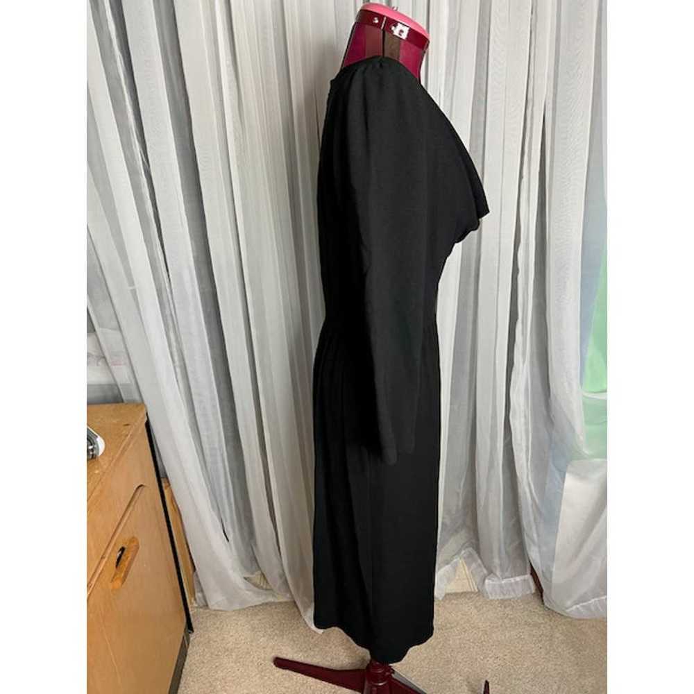 dress 1980s drape front studded V neck black silv… - image 7