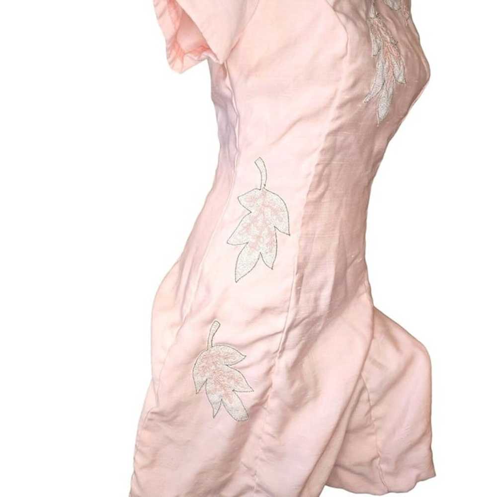Vintage 60s Light Pink Raw Silk Dress Size 6 Flor… - image 4
