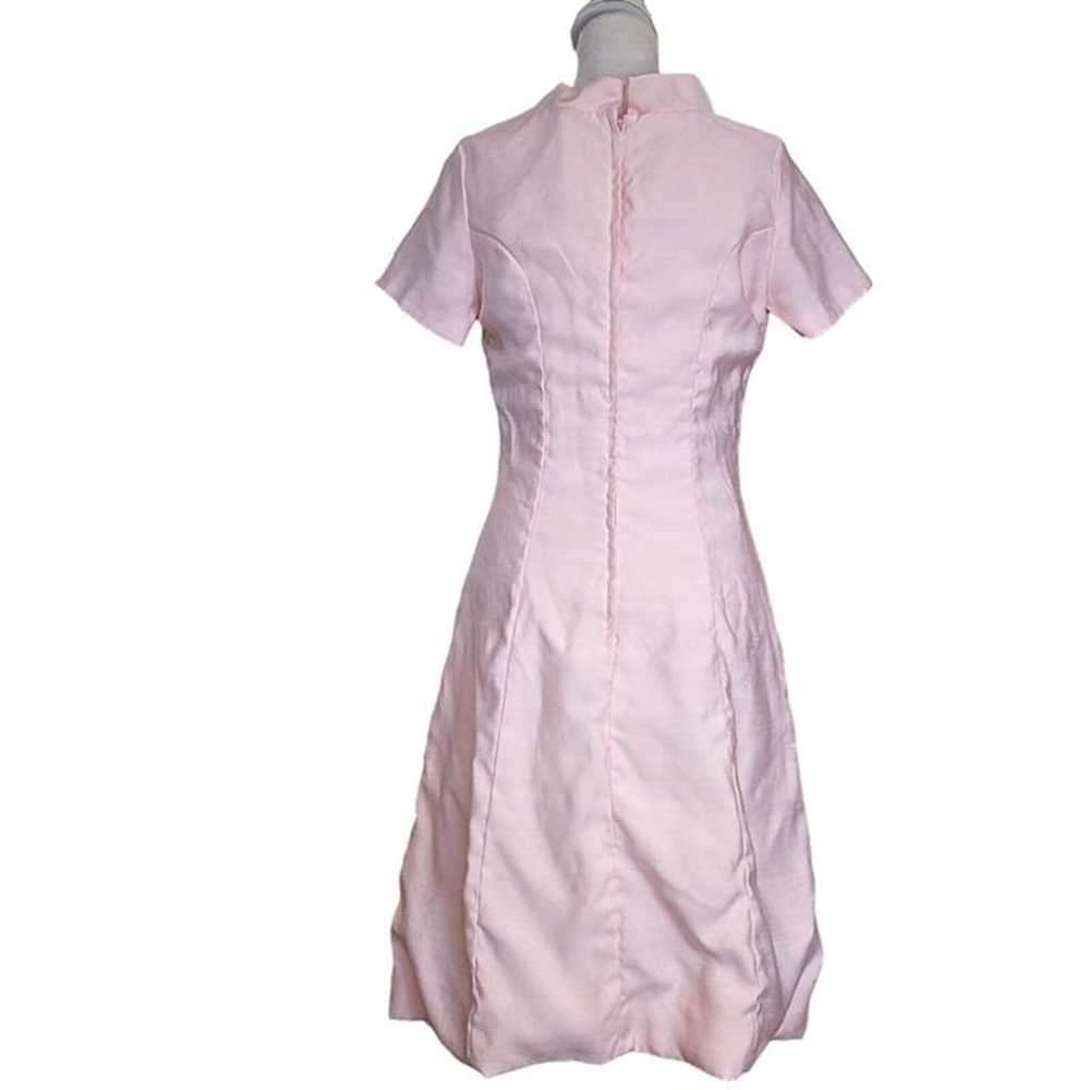 Vintage 60s Light Pink Raw Silk Dress Size 6 Flor… - image 6