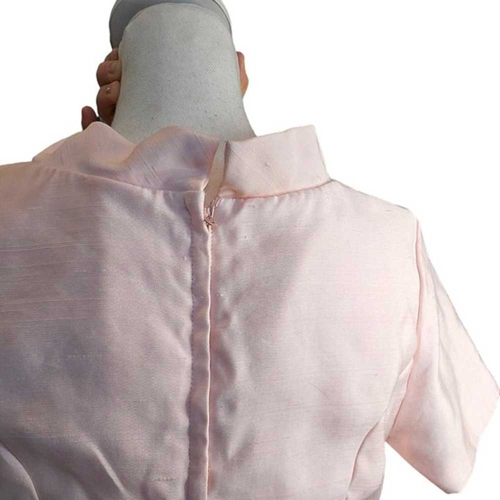 Vintage 60s Light Pink Raw Silk Dress Size 6 Flor… - image 7