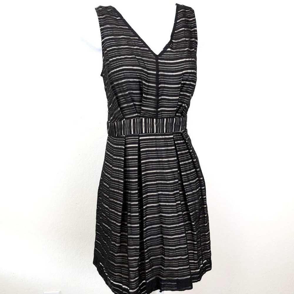 BCBGeneration Black White Striped Fit Flare Dress… - image 1