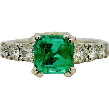 Vintage Estate Emerald & Diamond Engagement Ring P