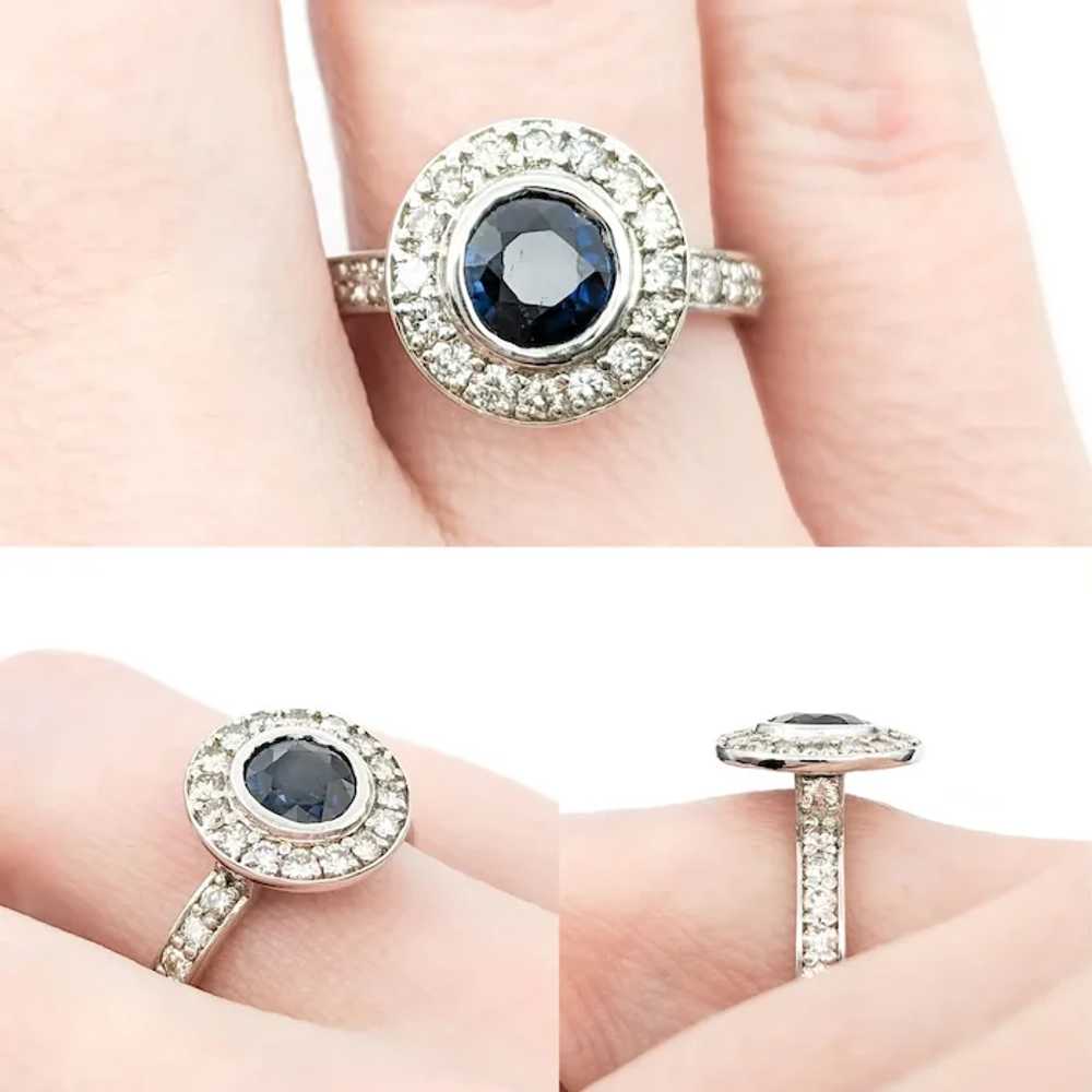 1.20ct Blue Sapphire & 1ctw Diamond Halo Ring In … - image 2