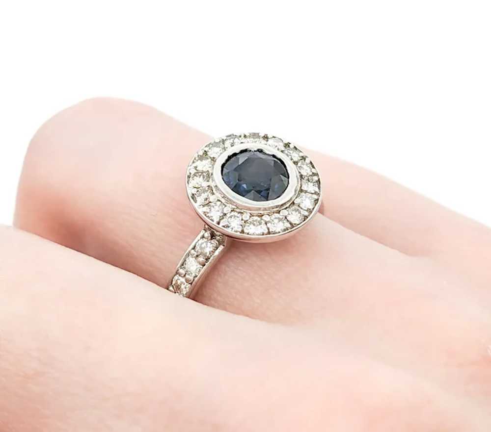 1.20ct Blue Sapphire & 1ctw Diamond Halo Ring In … - image 3