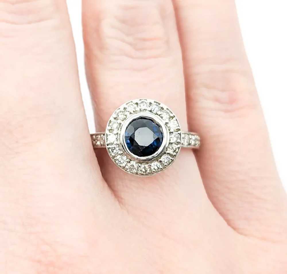 1.20ct Blue Sapphire & 1ctw Diamond Halo Ring In … - image 5